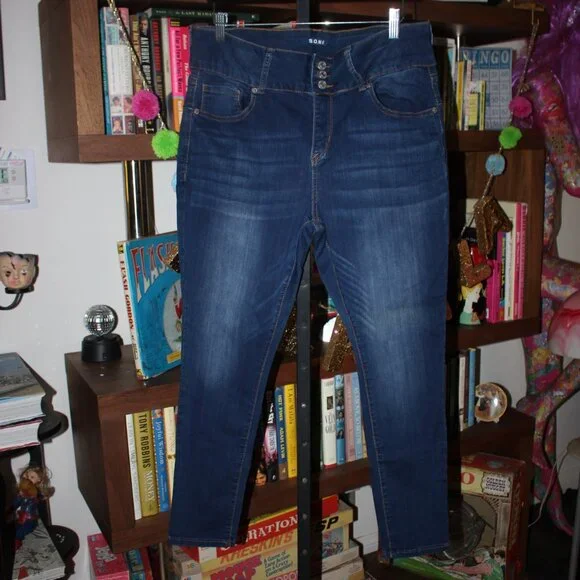SONG  Skinny Ankle Jeans Sz 17 33" Waist 5 Pocket High Rise Worn 1X - Picture 7 of 8